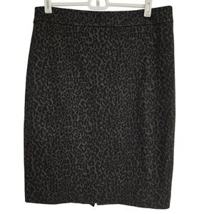 LOFT Black Leopard Print Pencil Skirt